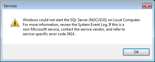 Sql Error 3414 Solution